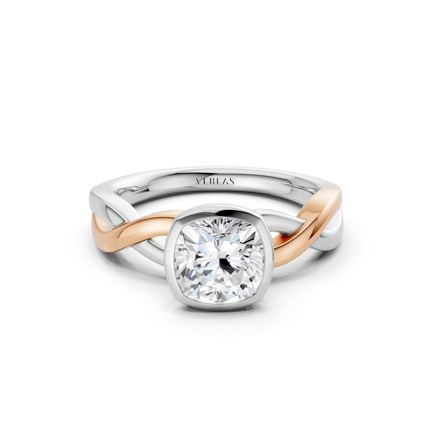 Twisted Cushion Bezel Solitaire Ring
