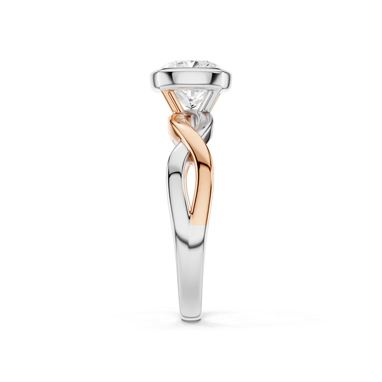 Twisted Cushion Bezel Solitaire Ring