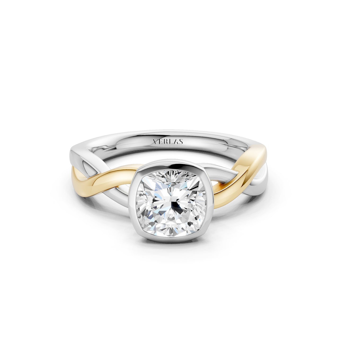 Twisted Cushion Bezel Solitaire Ring