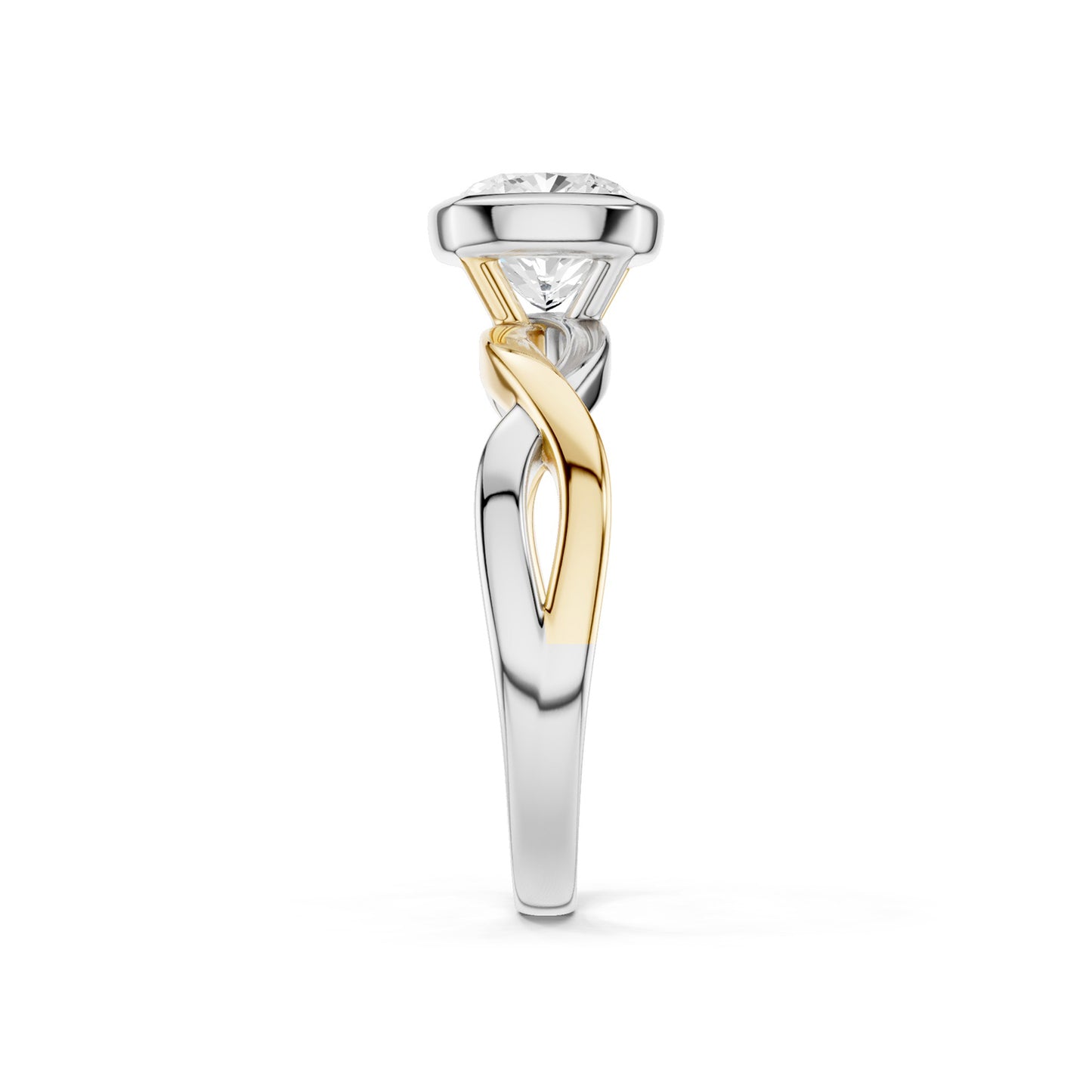 Twisted Cushion Bezel Solitaire Ring