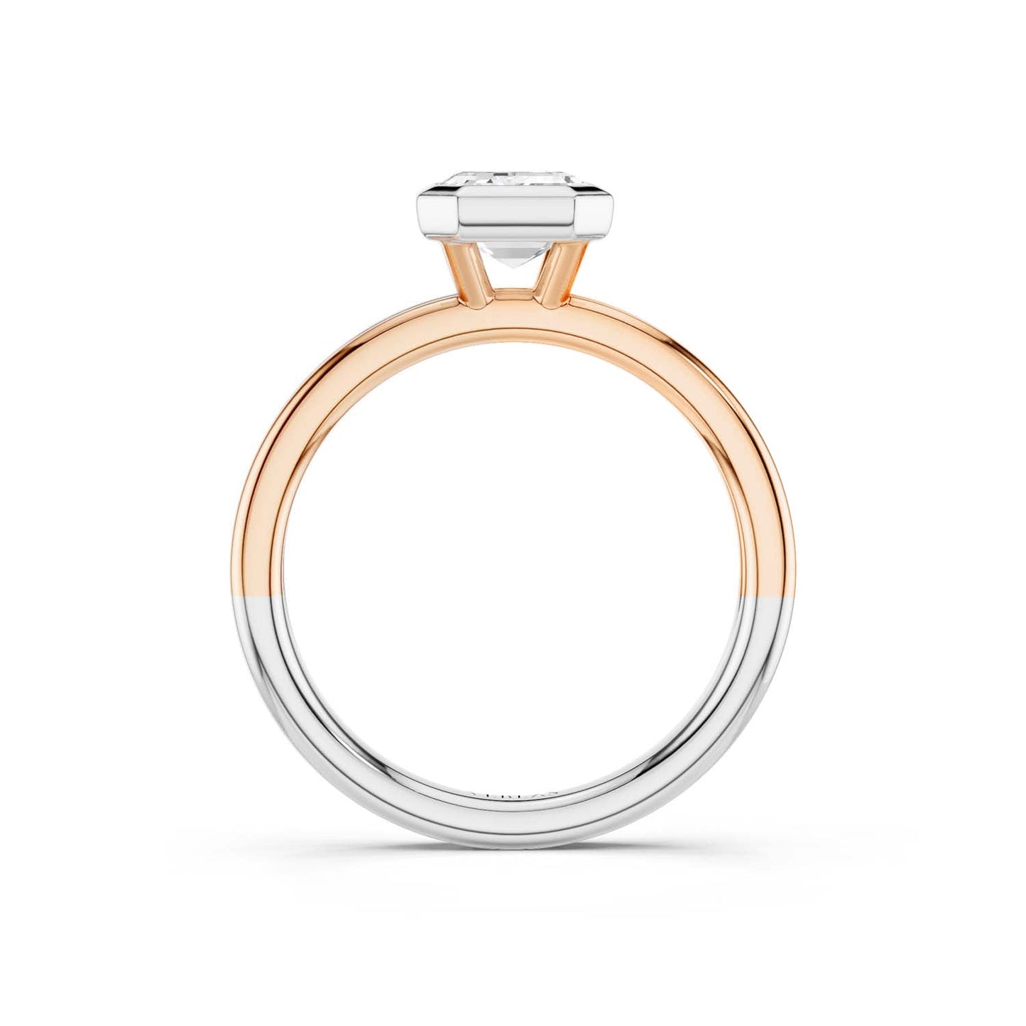 Coupled Emerald Bezel Solitaire Ring