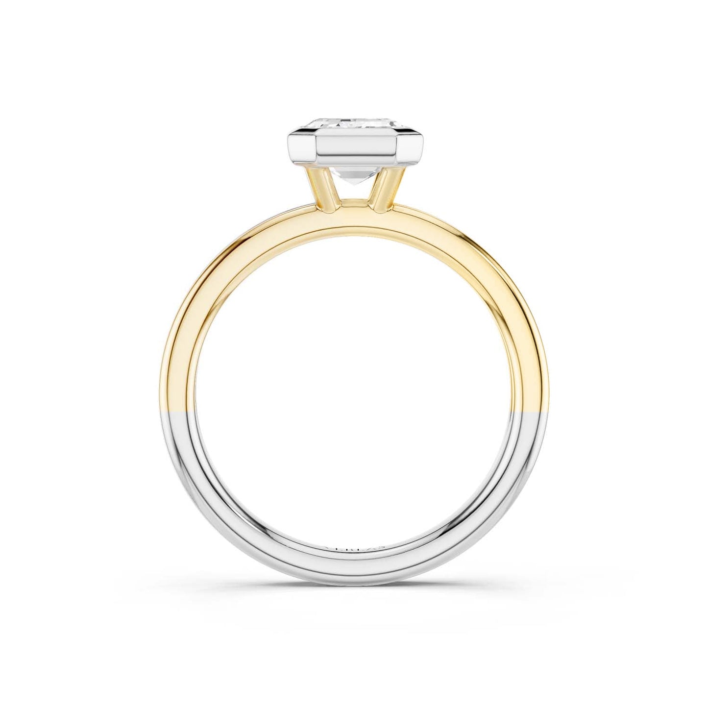 Coupled Emerald Bezel Solitaire Ring