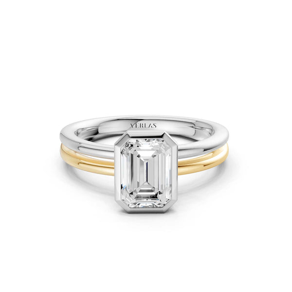 Coupled Emerald Bezel Solitaire Ring