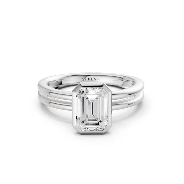 Coupled Emerald Bezel Solitaire Ring
