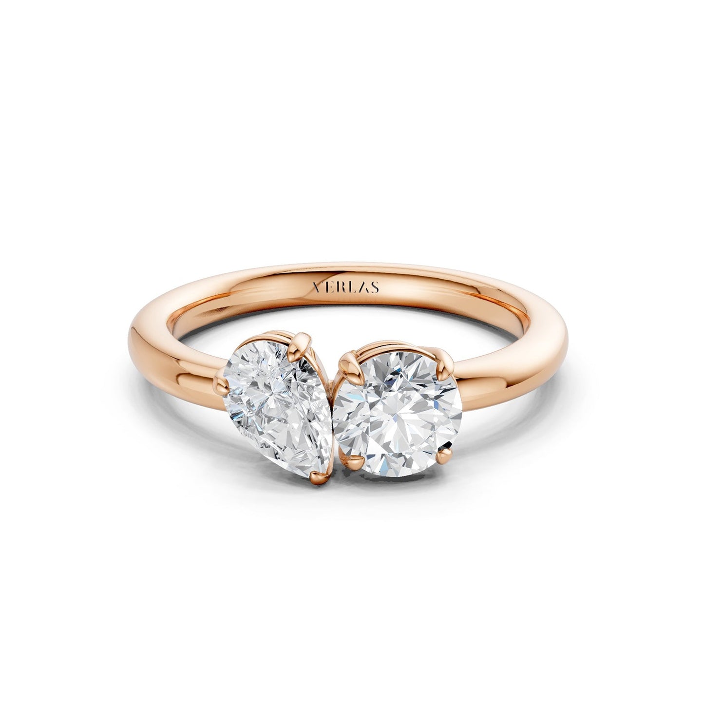 Pear Round Toi-et-Moi Ring