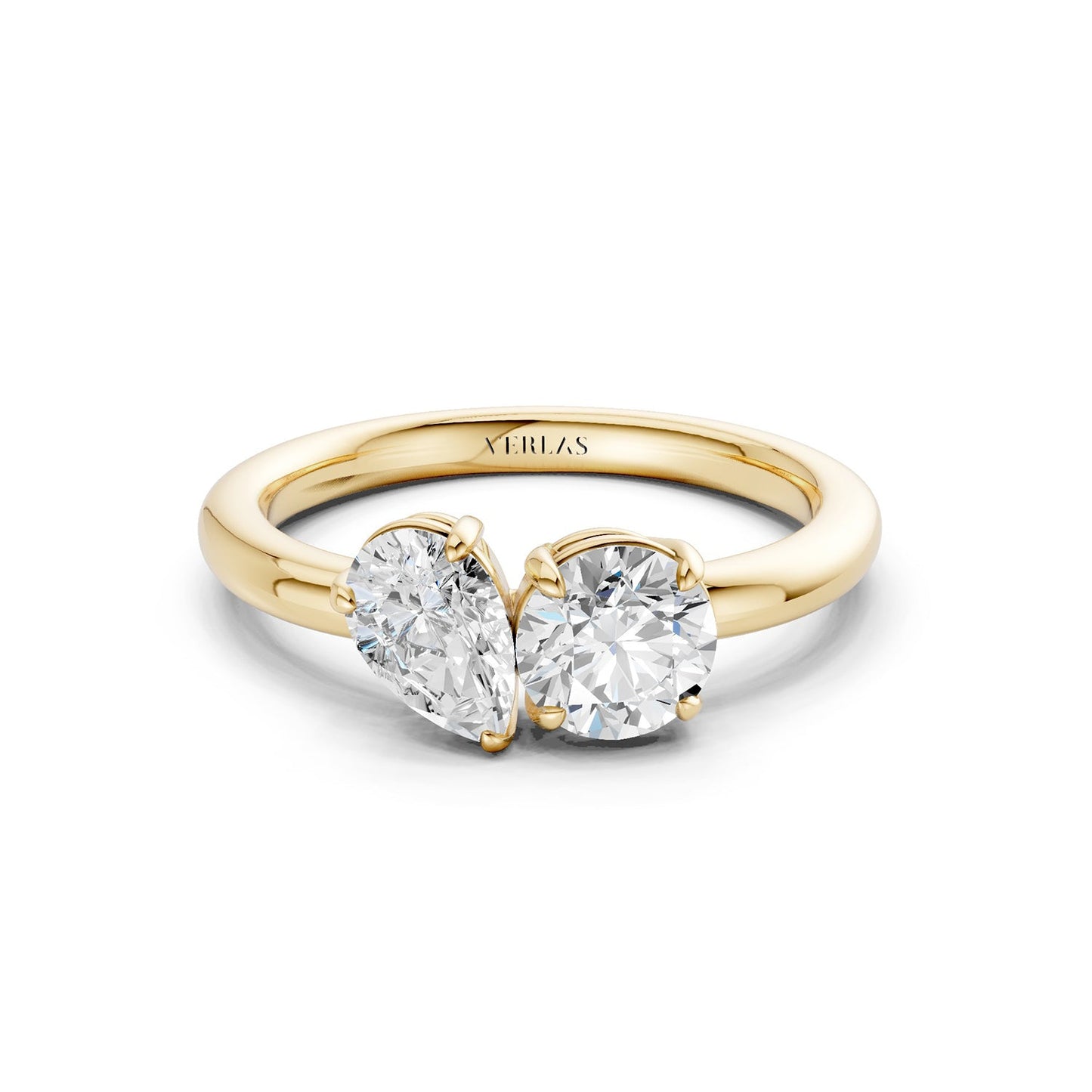 Pear Round Toi-et-Moi Ring