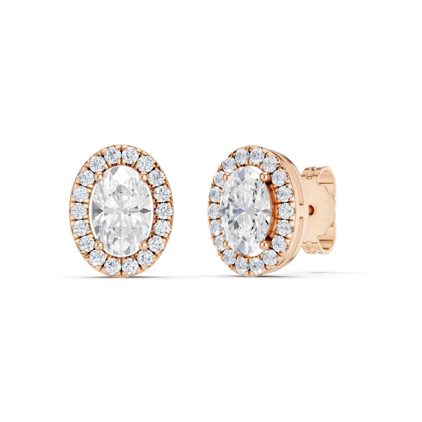 Oval-Cut Halo Studs