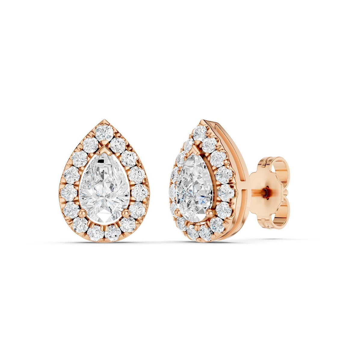 Pear-Cut Halo Studs