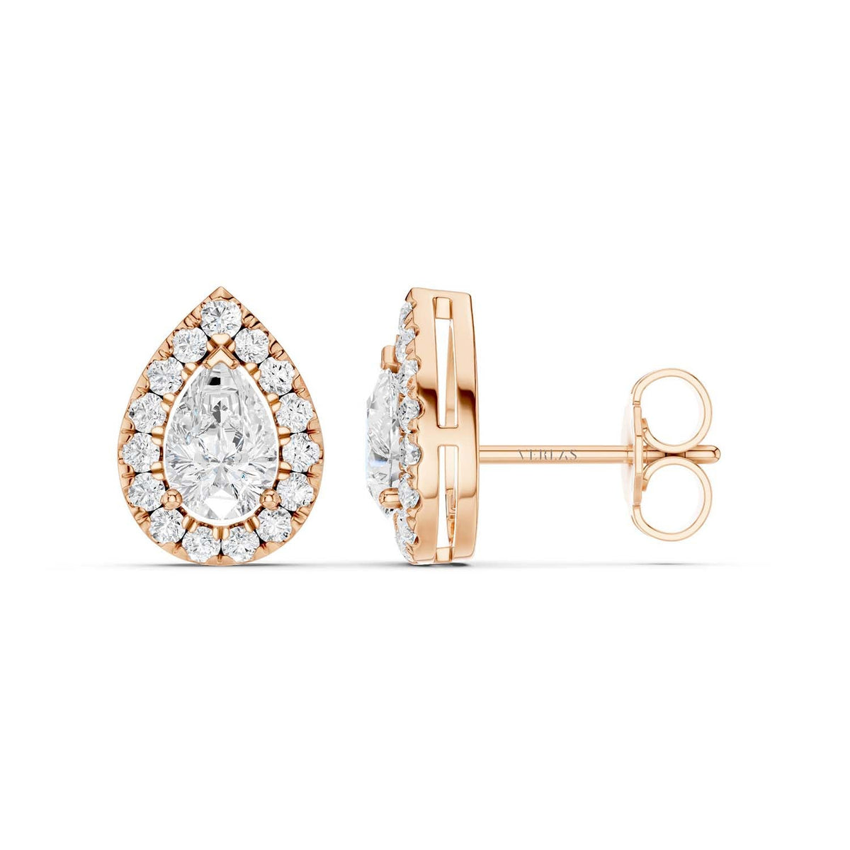 Pear-Cut Halo Studs