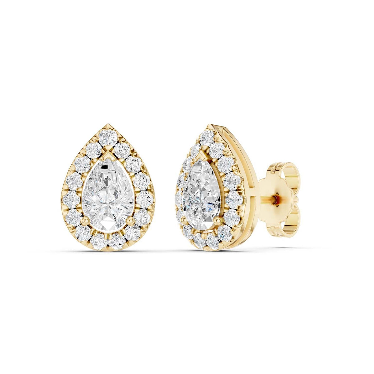 Pear-Cut Halo Studs