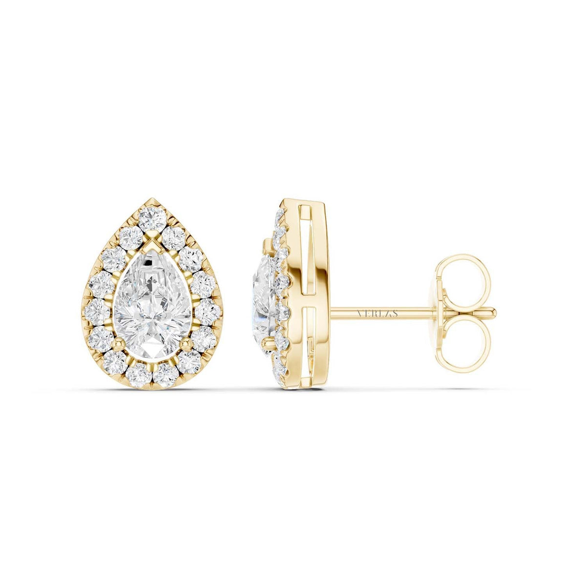 Pear-Cut Halo Studs