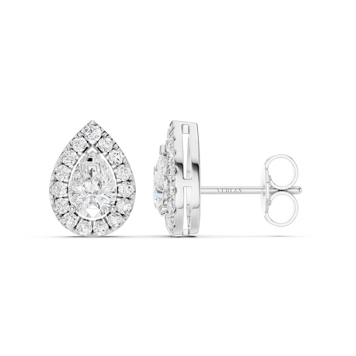 Pear-Cut Halo Studs