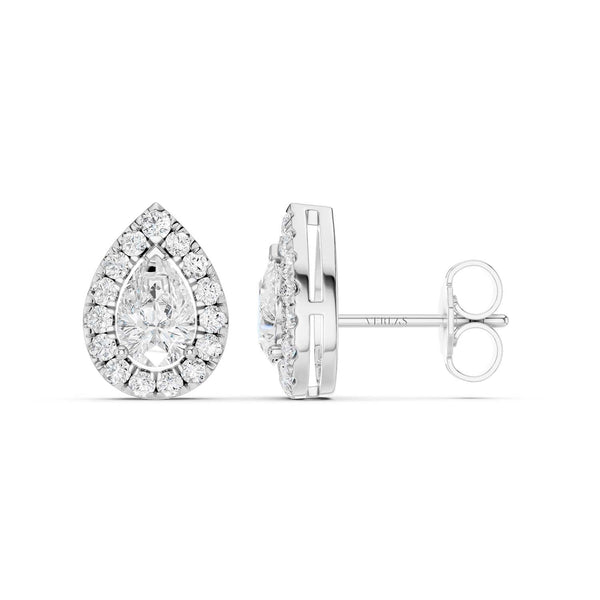 Pear-Cut Halo Studs