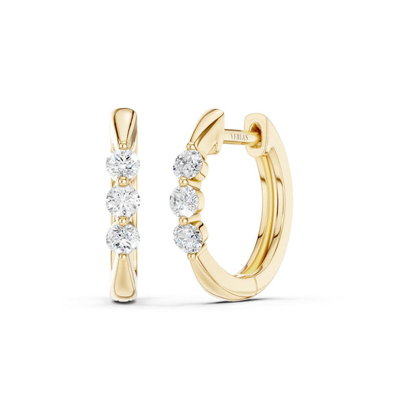 Everyday Tri-stone Hoops