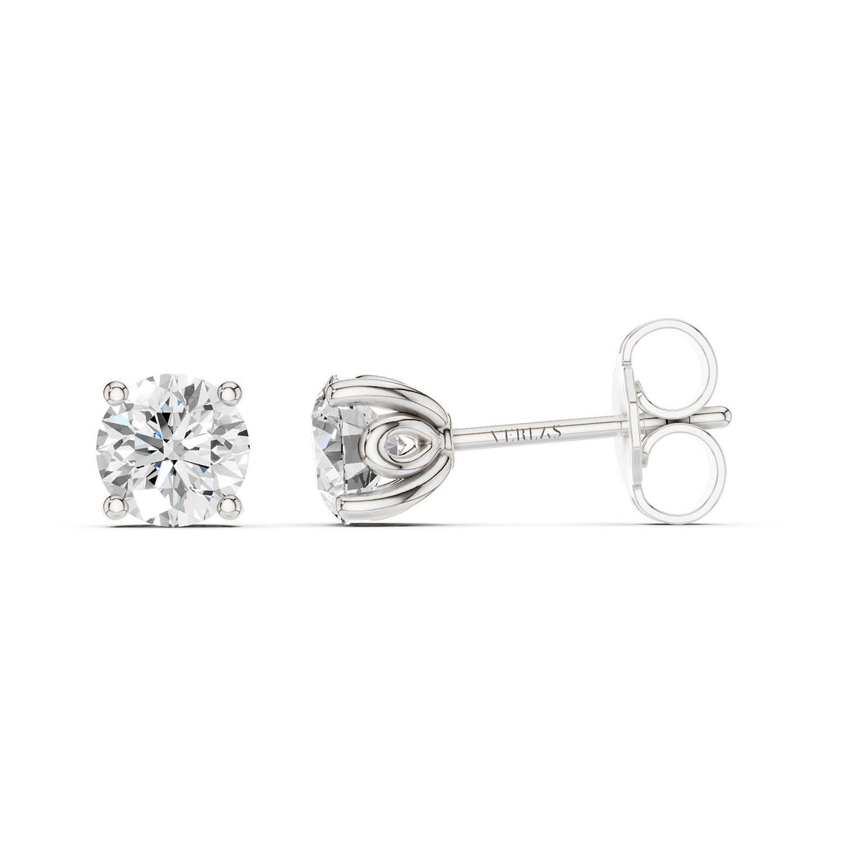 Floral Blossom Studs Round Solitaire Studs