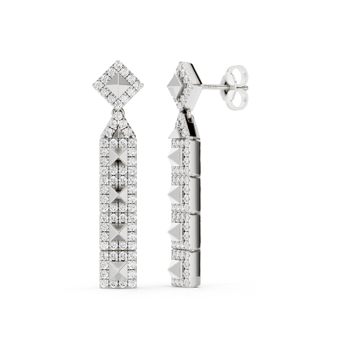 Zenyth Cascading Pyramid Drop Diamond Earrings