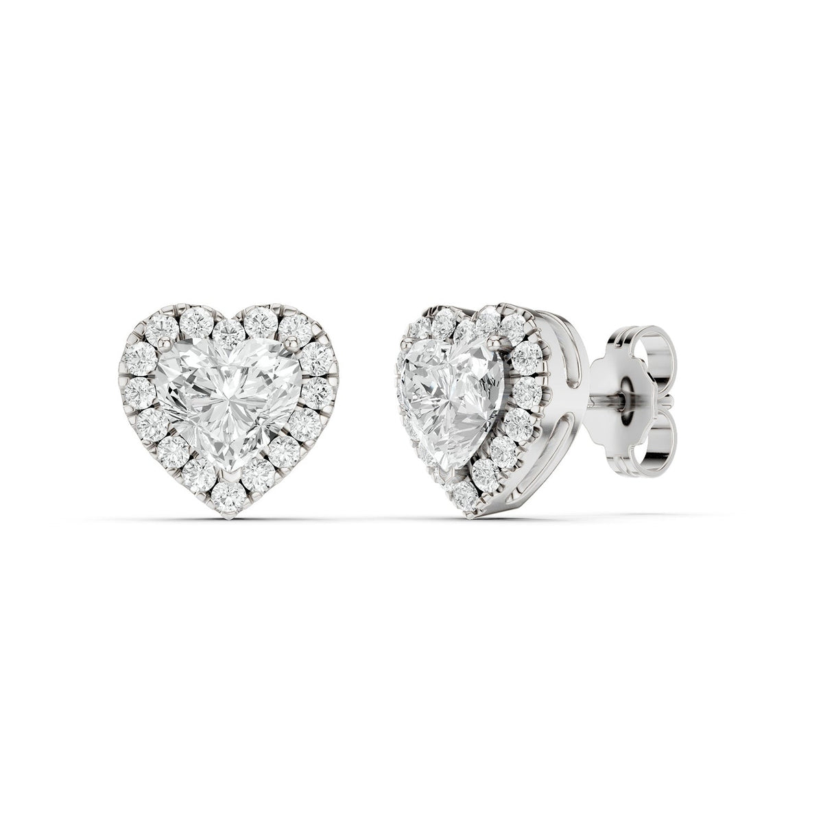 Heart-Cut Luxe Halo Studs