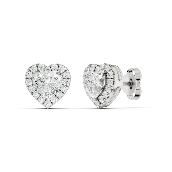 Heart-Cut Luxe Halo Studs