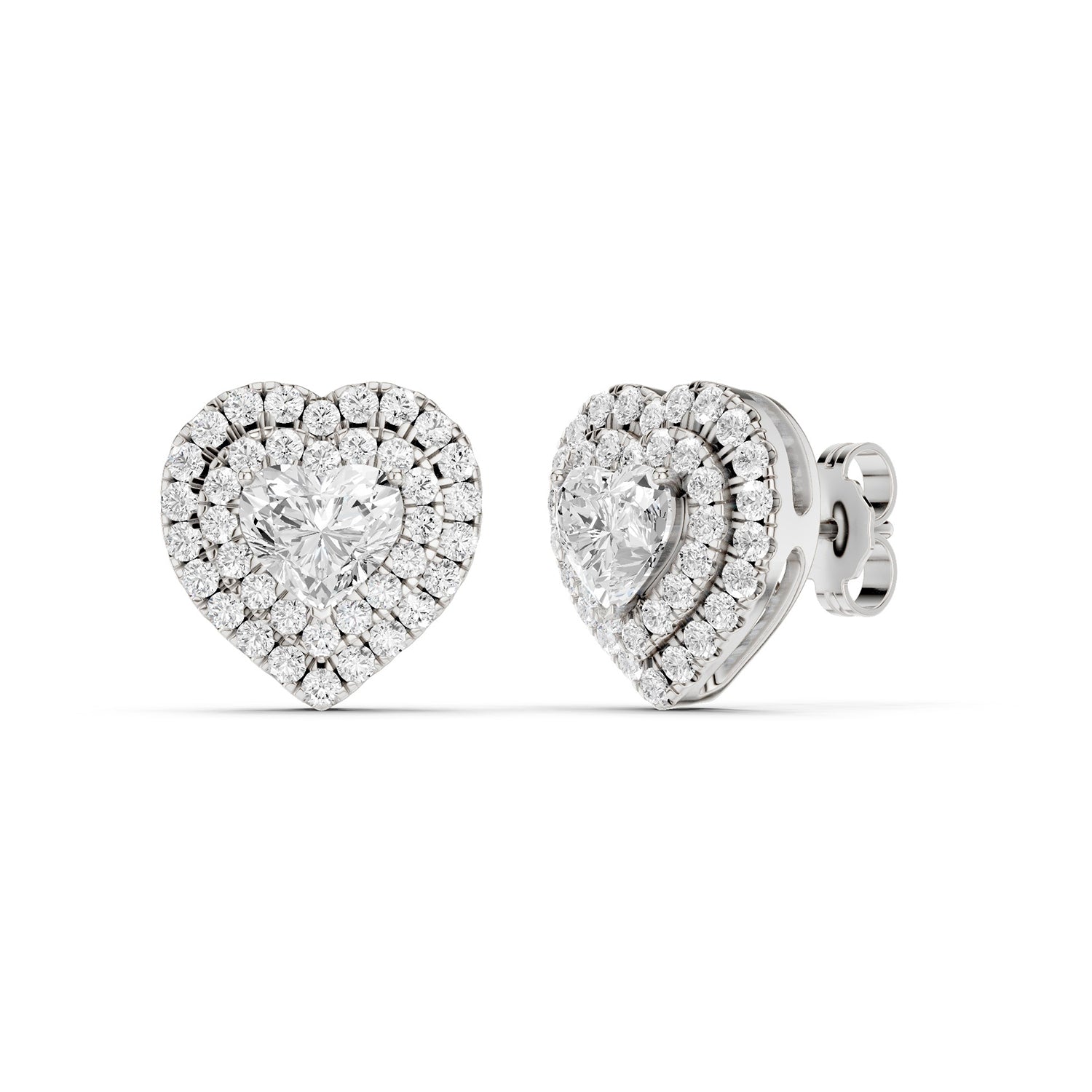 Luxe Heart-Cut Double Halo Studs