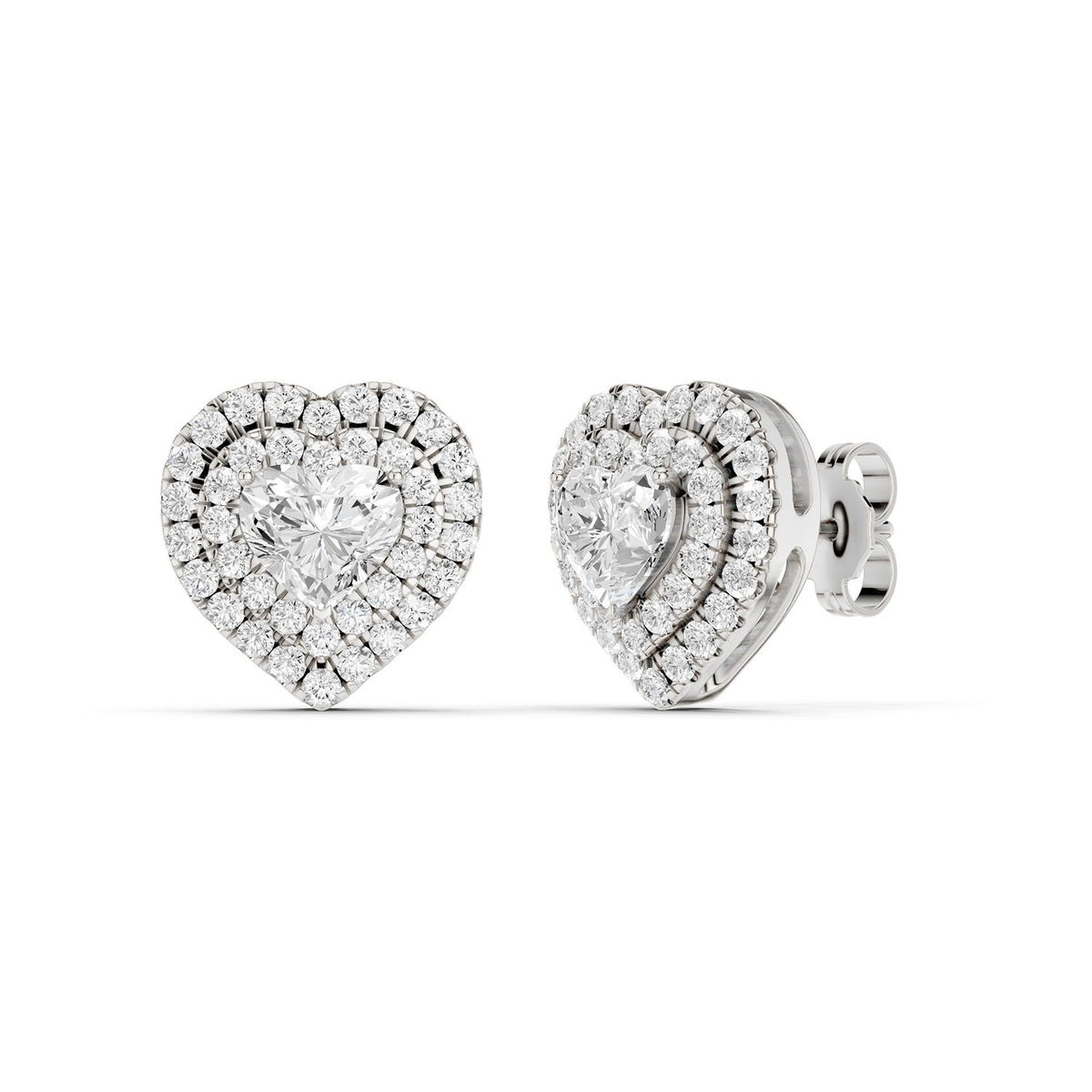 Luxe Heart-Cut Double Halo Studs
