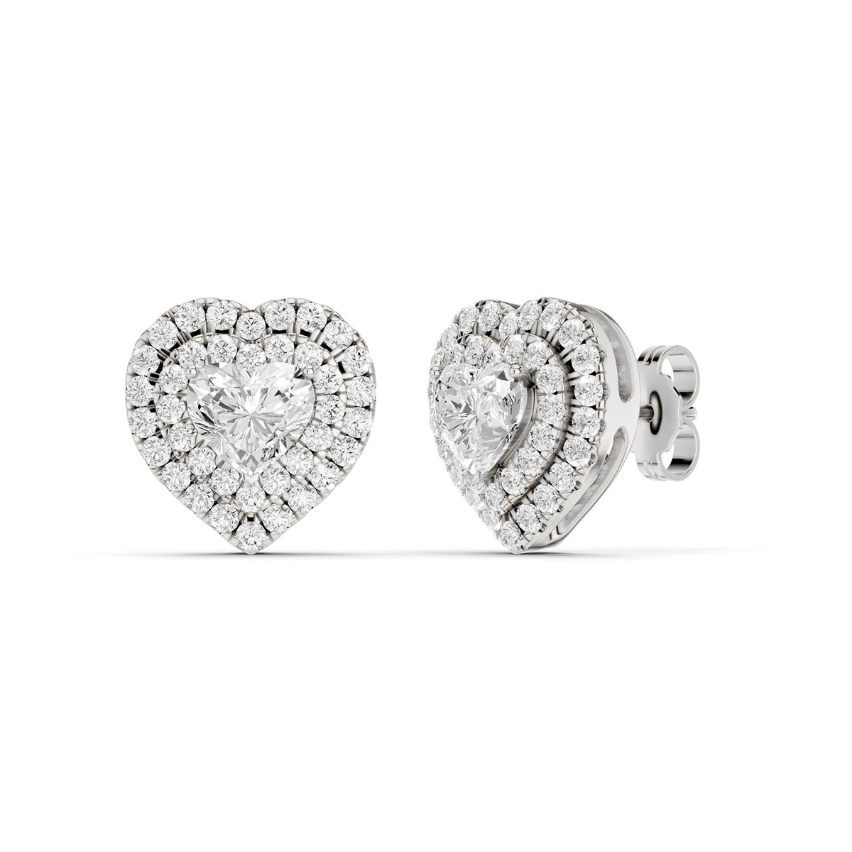 Luxe Heart-Cut Double Halo Studs
