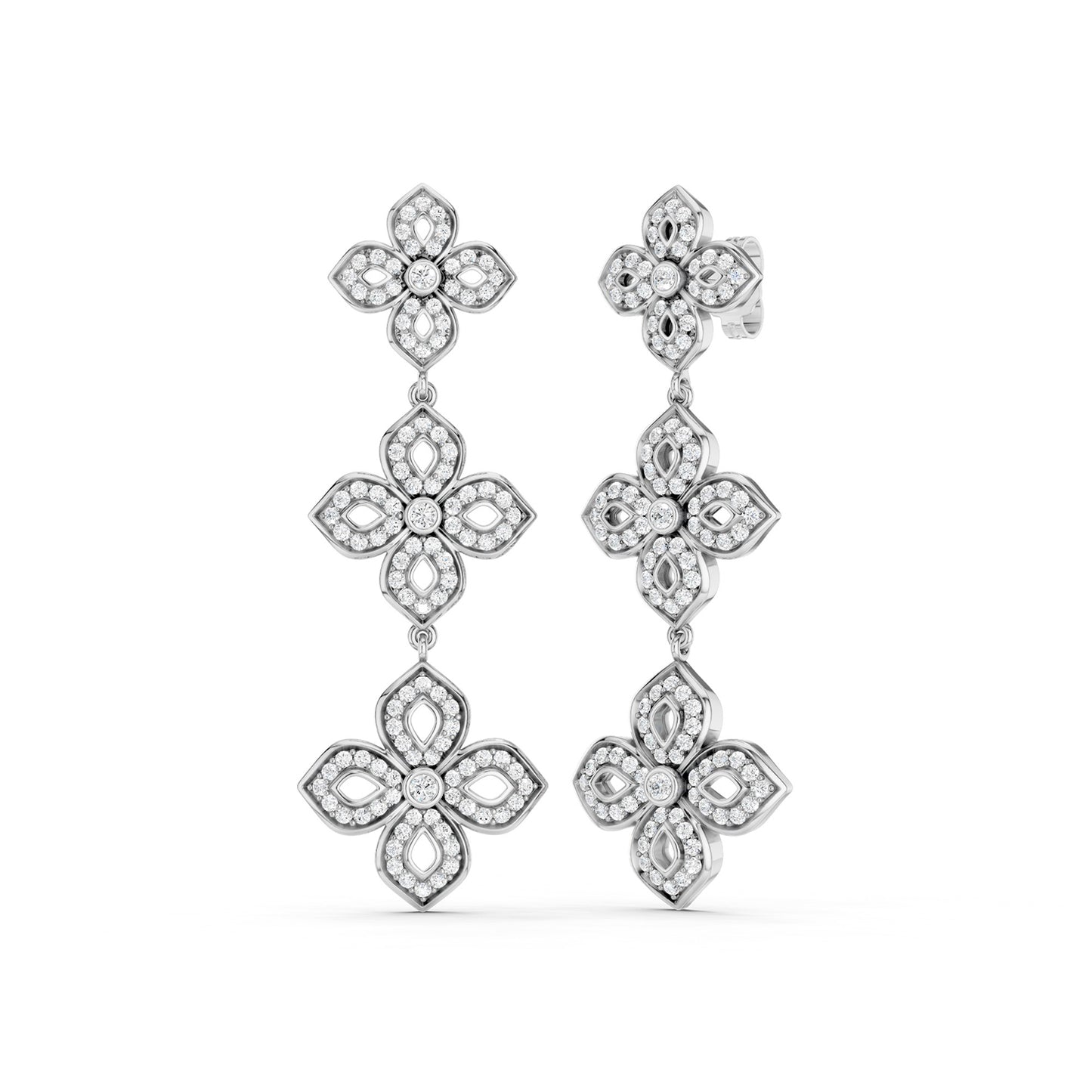 La Fleur 2 Silhouette Drop Diamond Earrings
