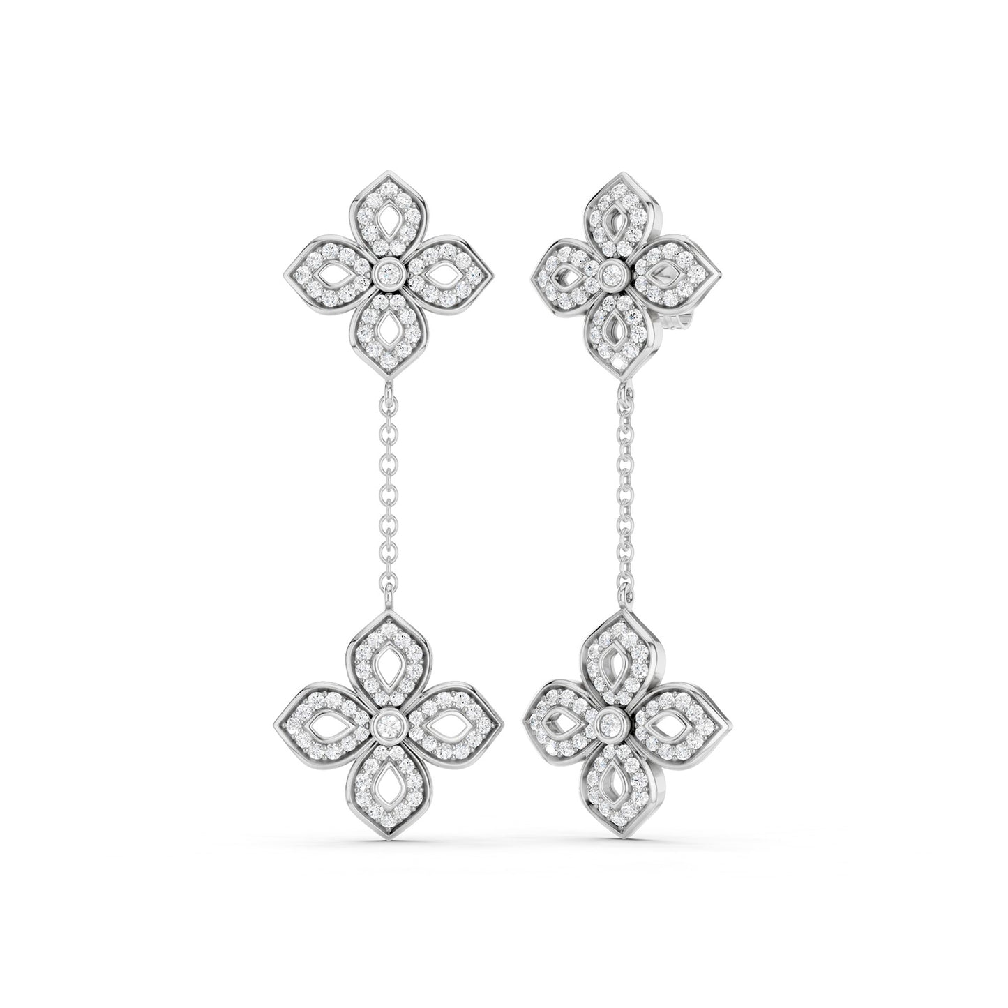 La Fleur Silhouette Drop Diamond Earrings