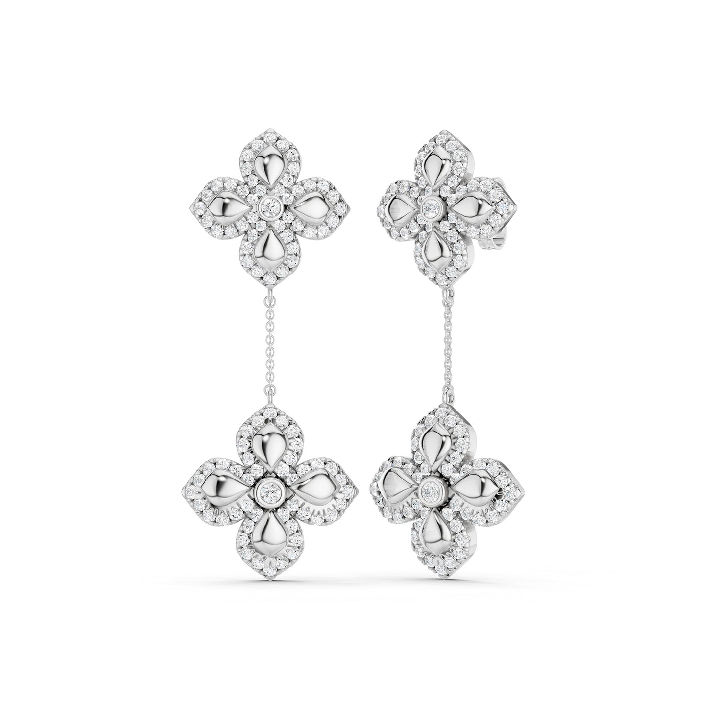 La Fleur Contour Drop Diamond Earrings