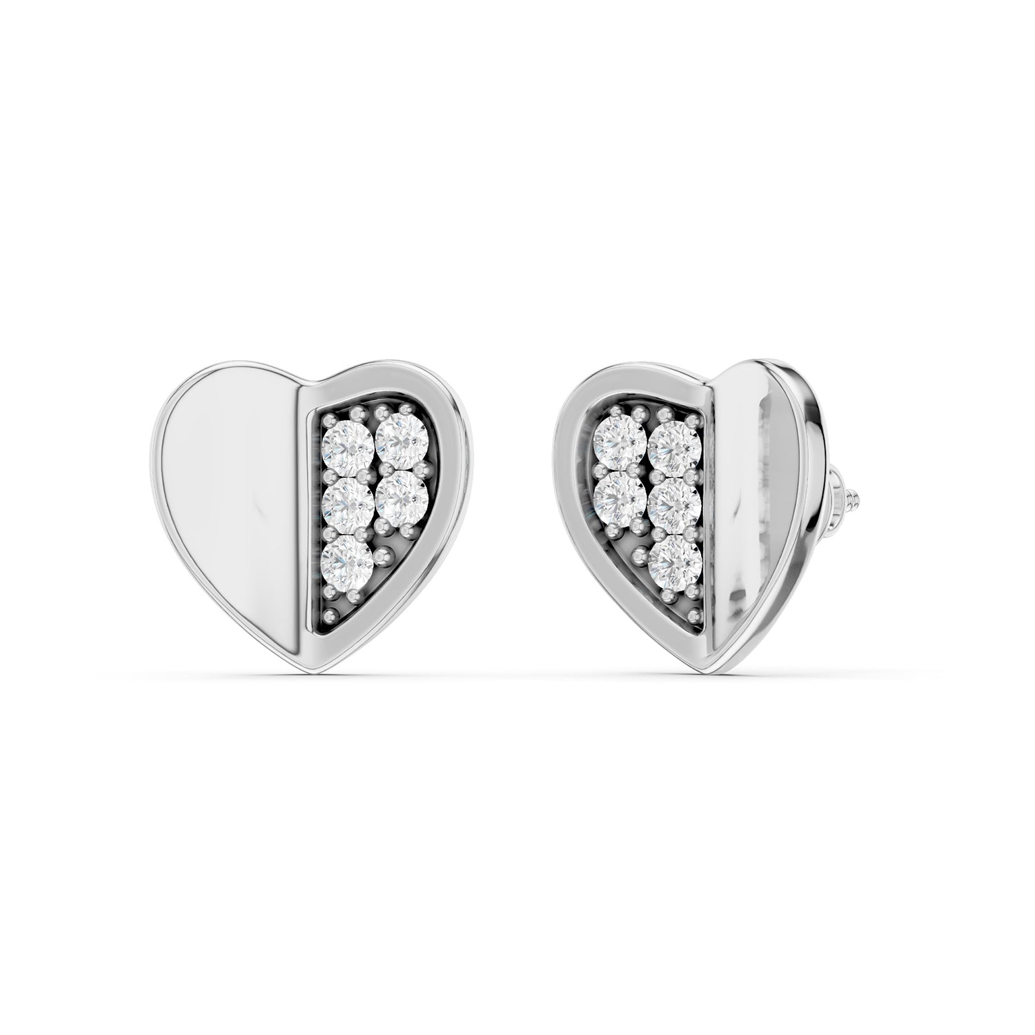 Petite Radiant And Solid Split Heart Studs