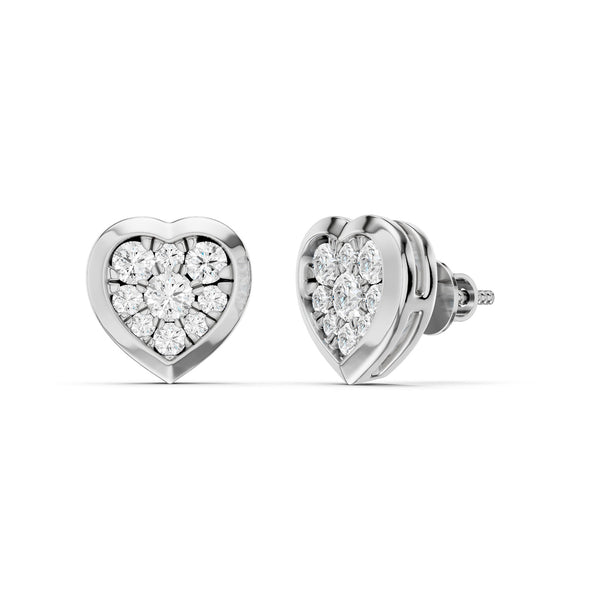 Bezel-Set Heart Cluster Studs