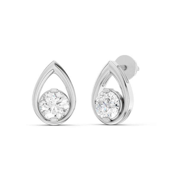 Teardrop Solitaire Diamond Stud Earrings