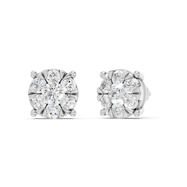 Round Halo Double Prong Studs