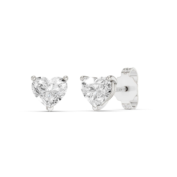 Heart-Cut Solitaire Studs Medium