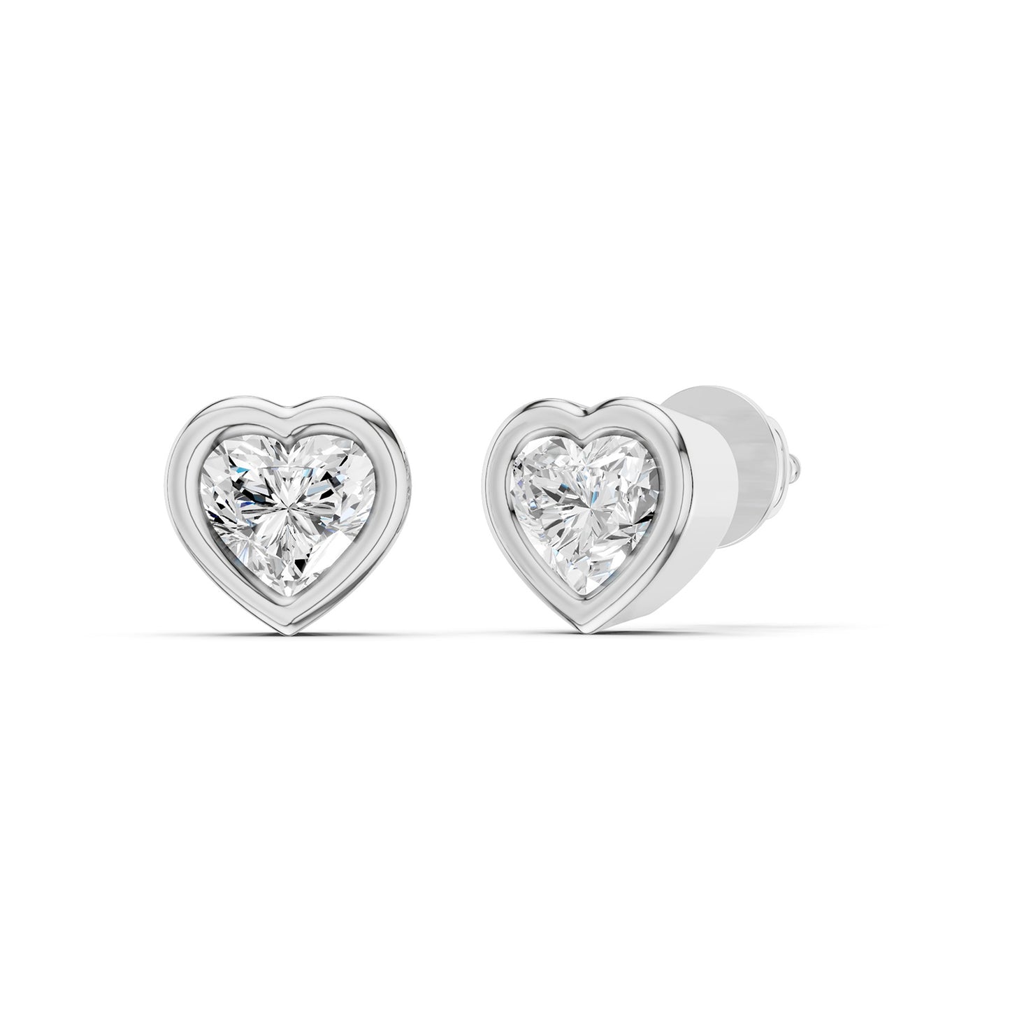 Faceted Bezel Heart Studs