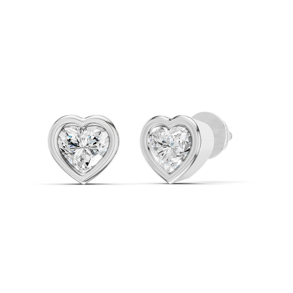 Faceted Bezel Heart Studs