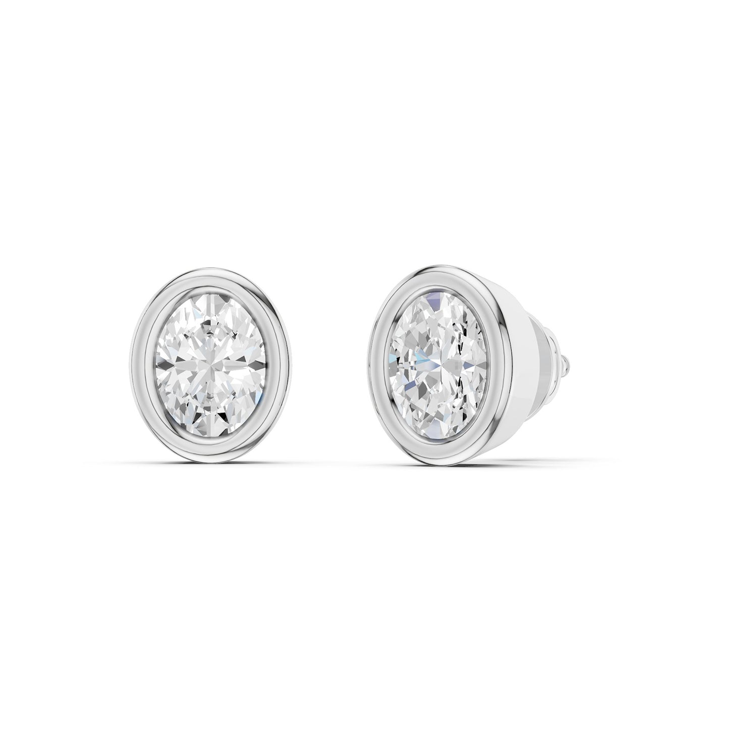 Faceted Bezel Oval Studs