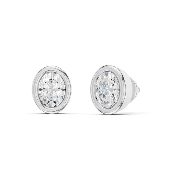 Faceted Bezel Oval Studs