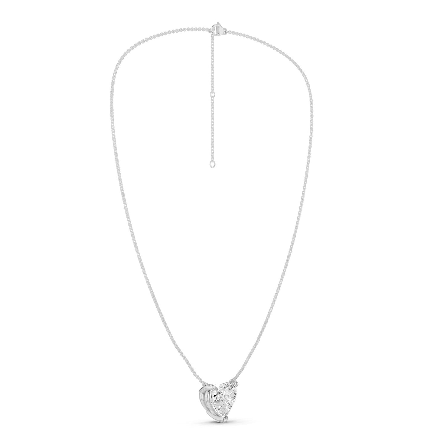 Solitaire Heart Pendant Necklace - Medium