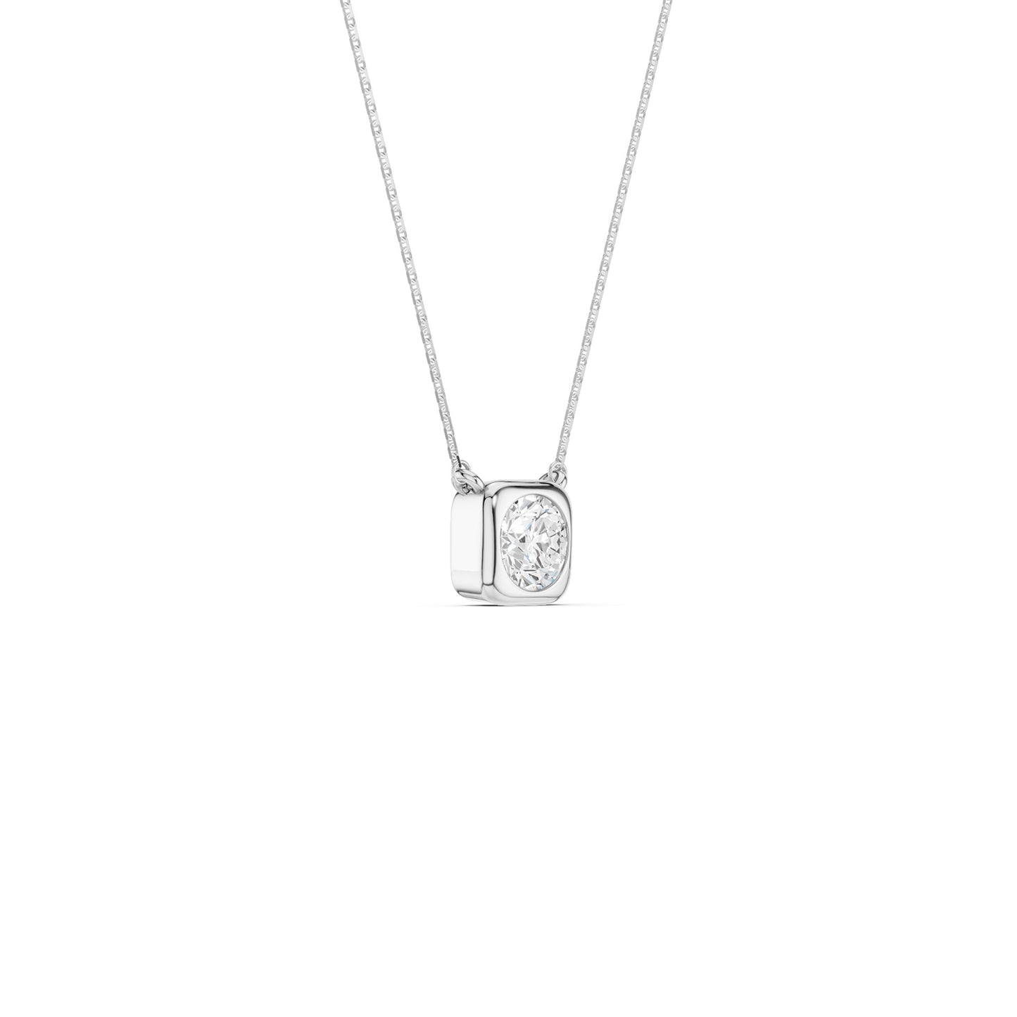 Cushion-Framed Round Solitaire Necklace