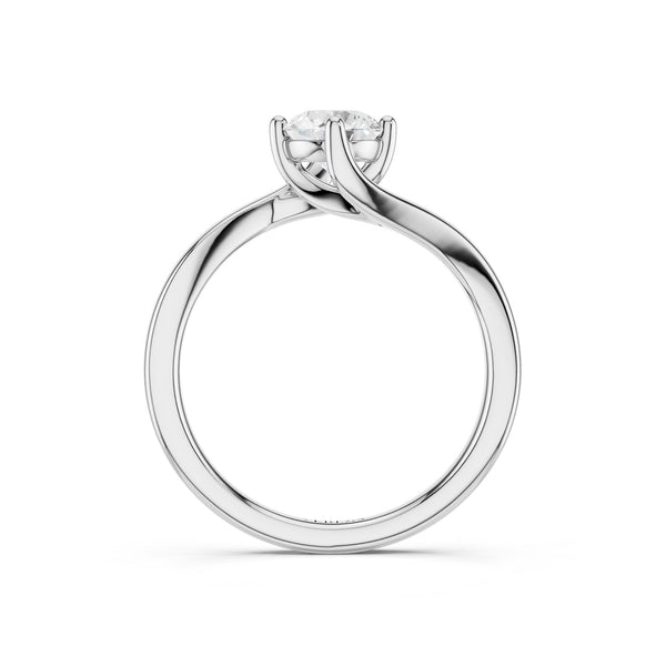 Four Prong Solitaire Twisted Band Ring