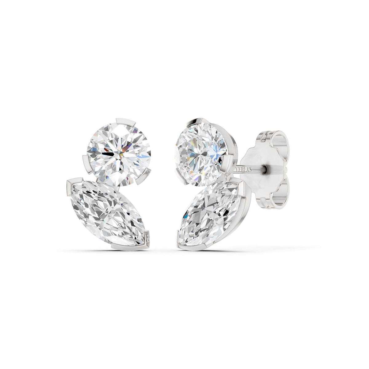 Round Marquise Toi-et-Moi Studs