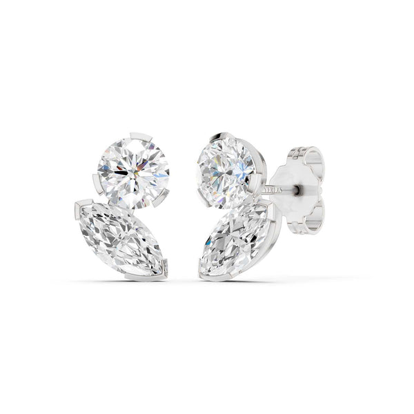 Round Marquise Toi-et-Moi Studs
