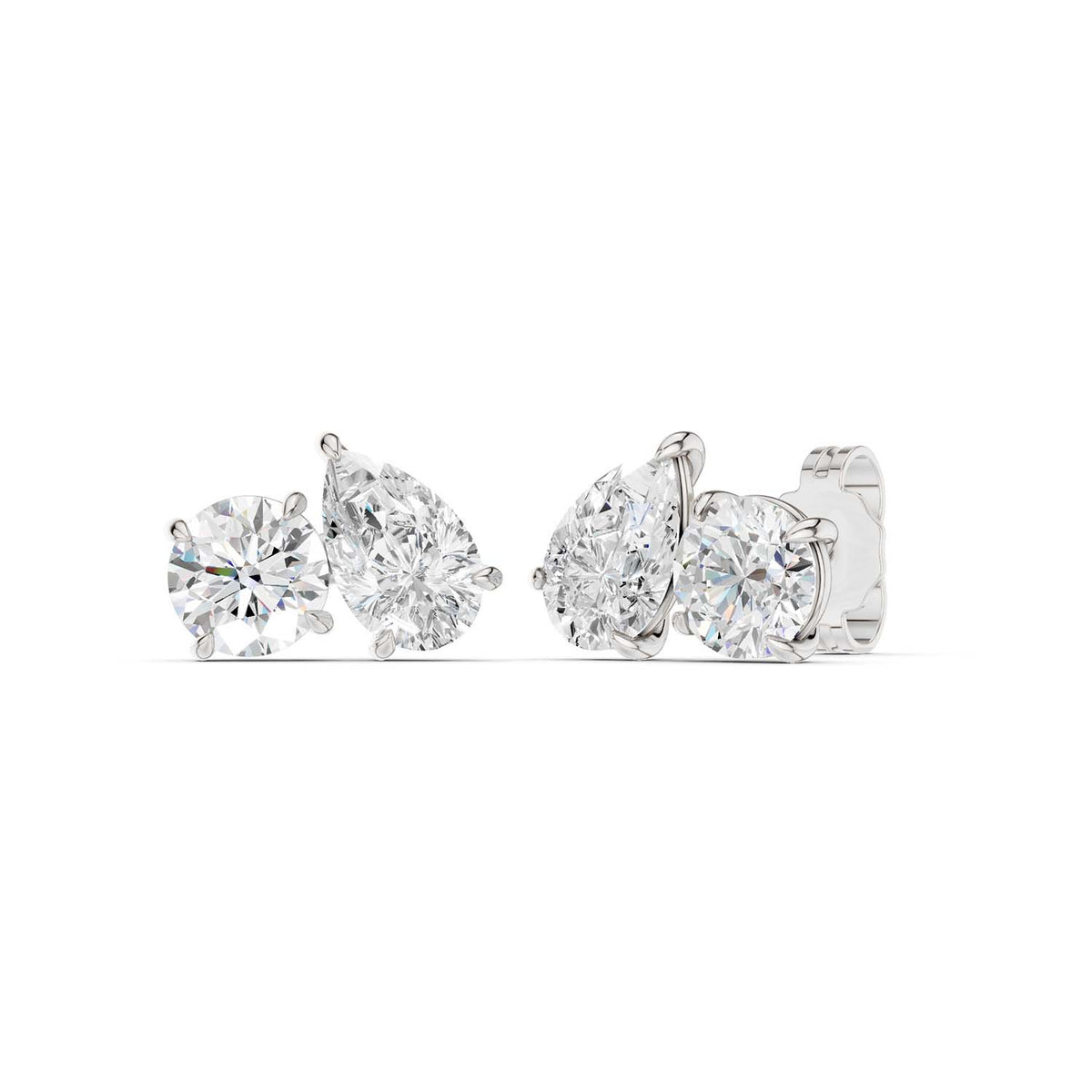 Round Pear Toi-et-Moi Studs