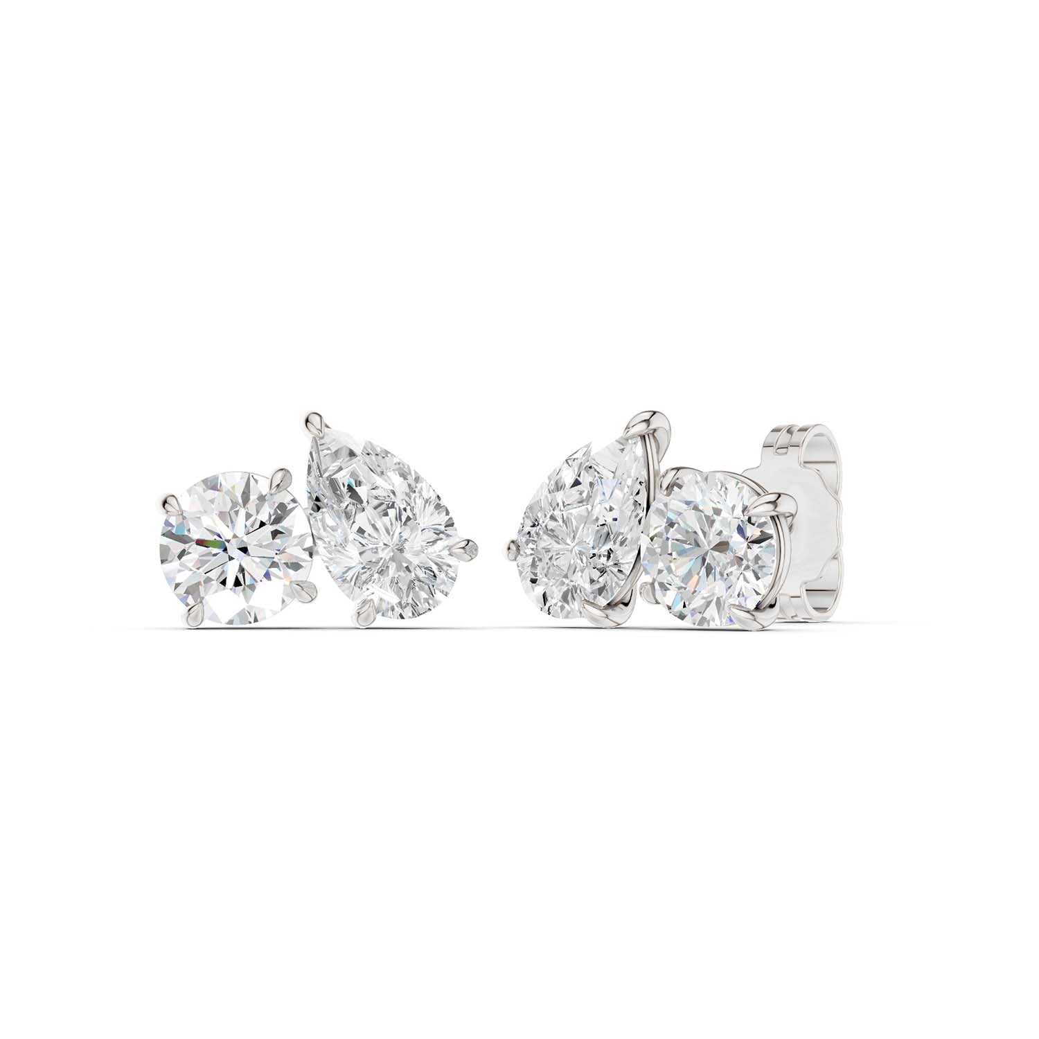 Round Pear Toi-et-Moi Studs