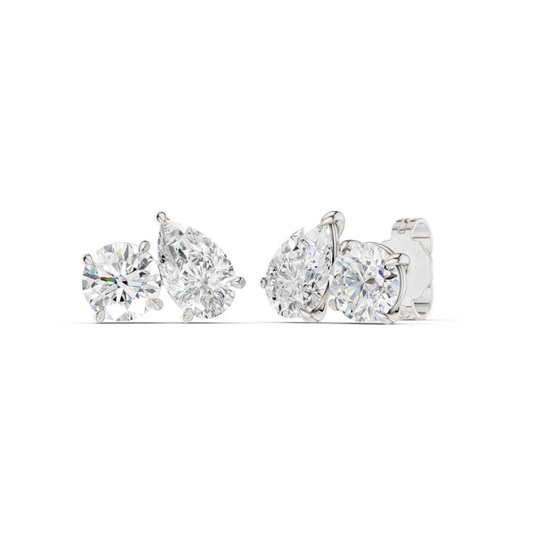 Round Pear Toi-et-Moi Studs