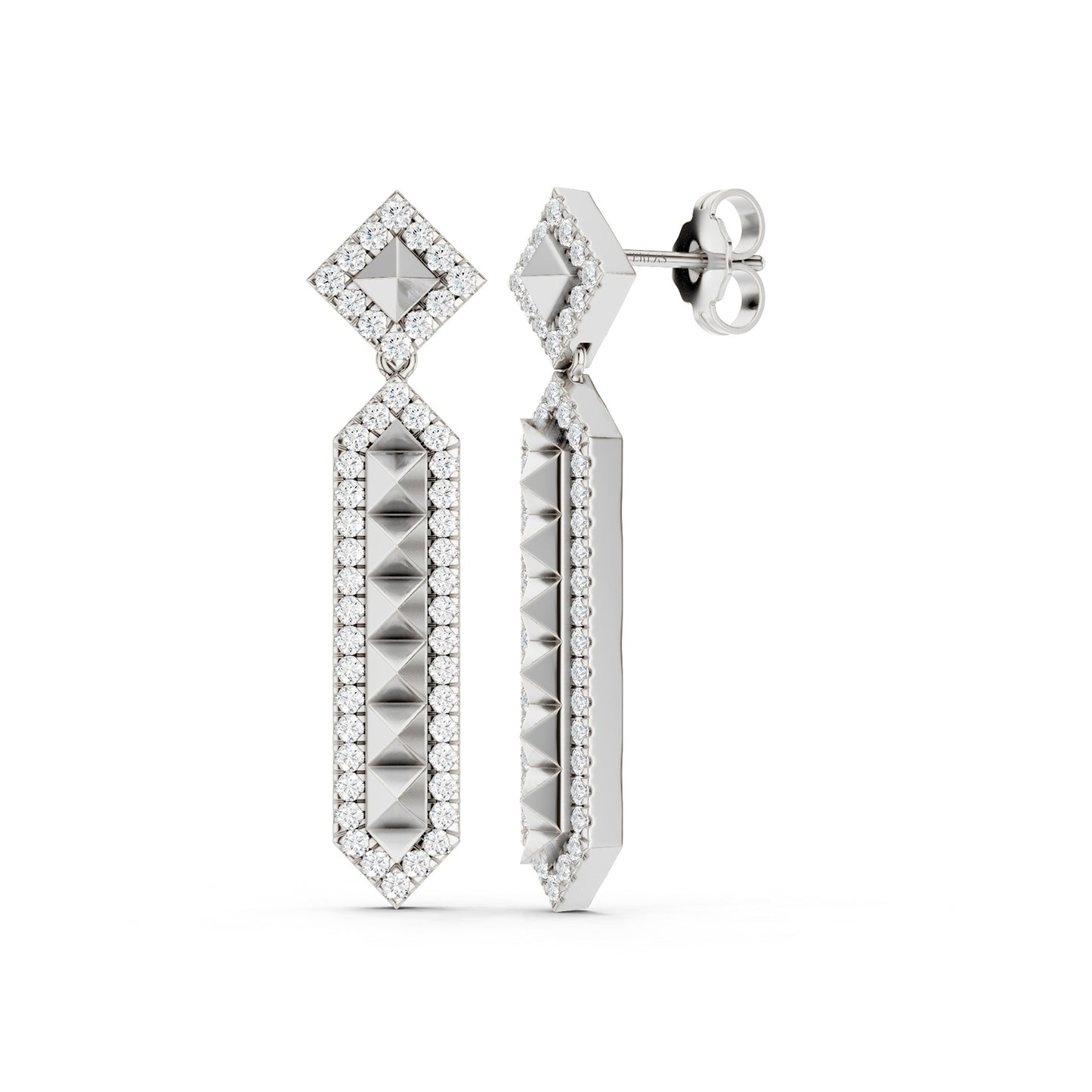 Zenyth Cascading Pyramid Drop Diamond Earrings