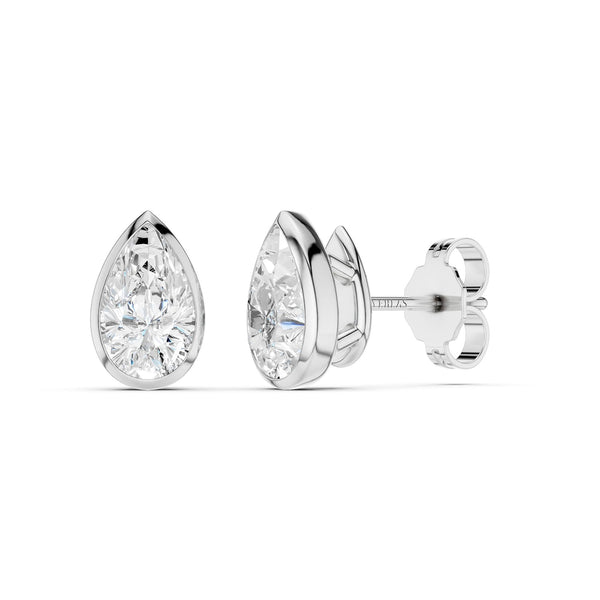 Pear-Cut Bezel-Set Studs