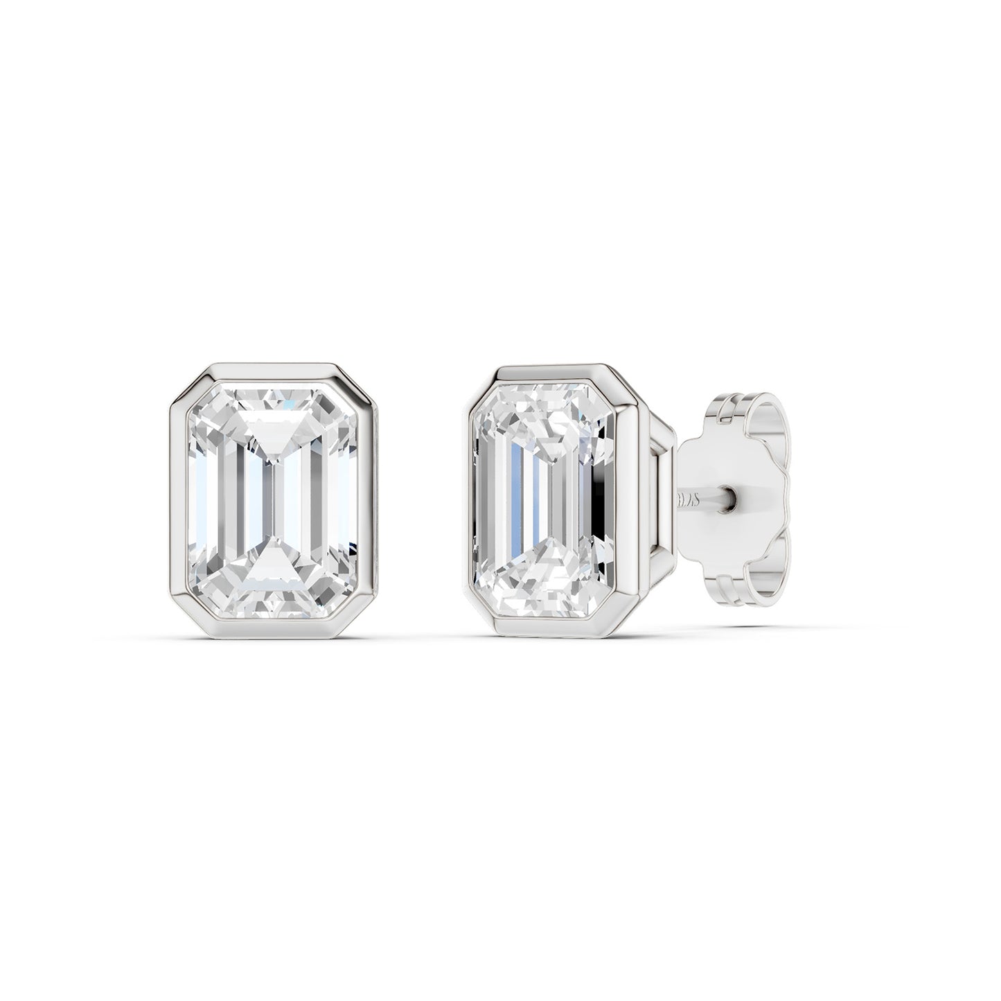 Emerald-Cut Bezel-Set Studs
