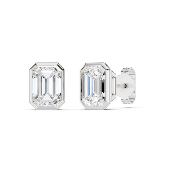 Emerald-Cut Bezel-Set Studs