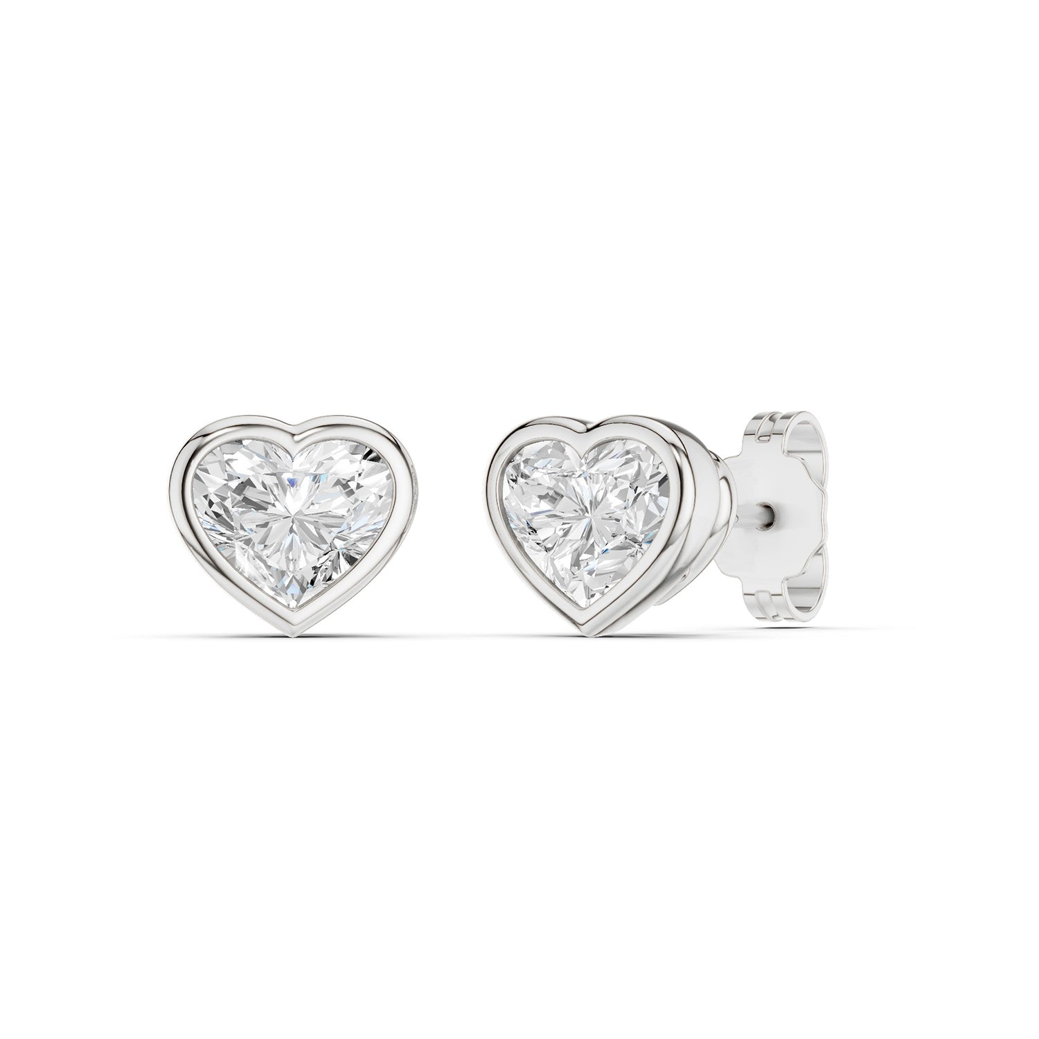 Heart-Cut Bezel-Set Studs Large